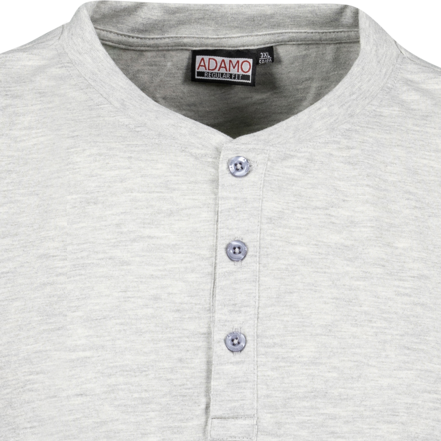 REGULAR FIT T-Shirt Modell Silas mit Knopfleiste in Übergrößen 2XL-10XL von Adamo graumeleirt