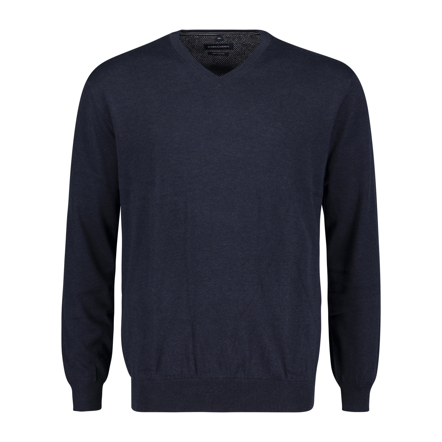 Knitted sweater for men in dark blue by Casamoda in plus sizes up to 6 XL