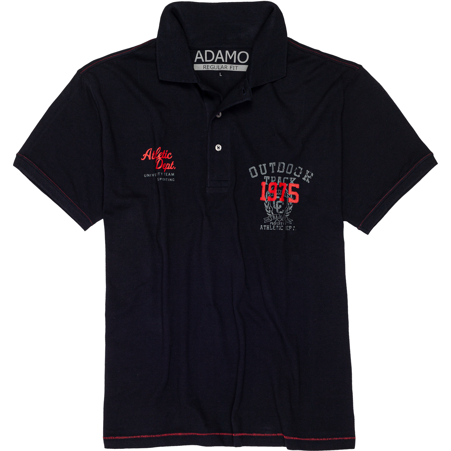 Herren Polohemd Serie Athletic von Adamo kurzarm in Pique-Qualität mit Brustaufdruck bis Übergröße 10XL