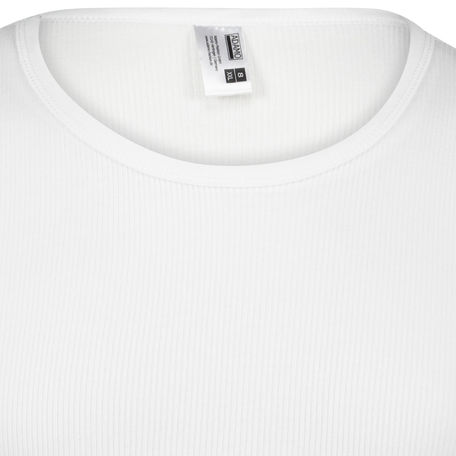 Weisses Doppelripp T-Shirt PRESTIGE mit 1/2 Arm von Adamo bis Übergröße 20