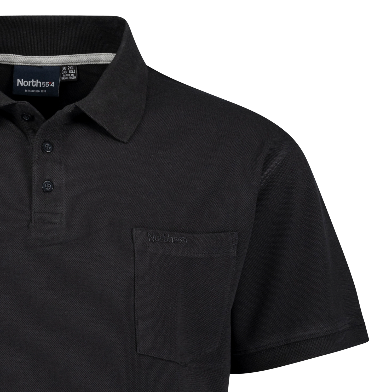 Schwarzes Pique Poloshirt von Greyes/North 56°4 in Übergrößen bis 8XL