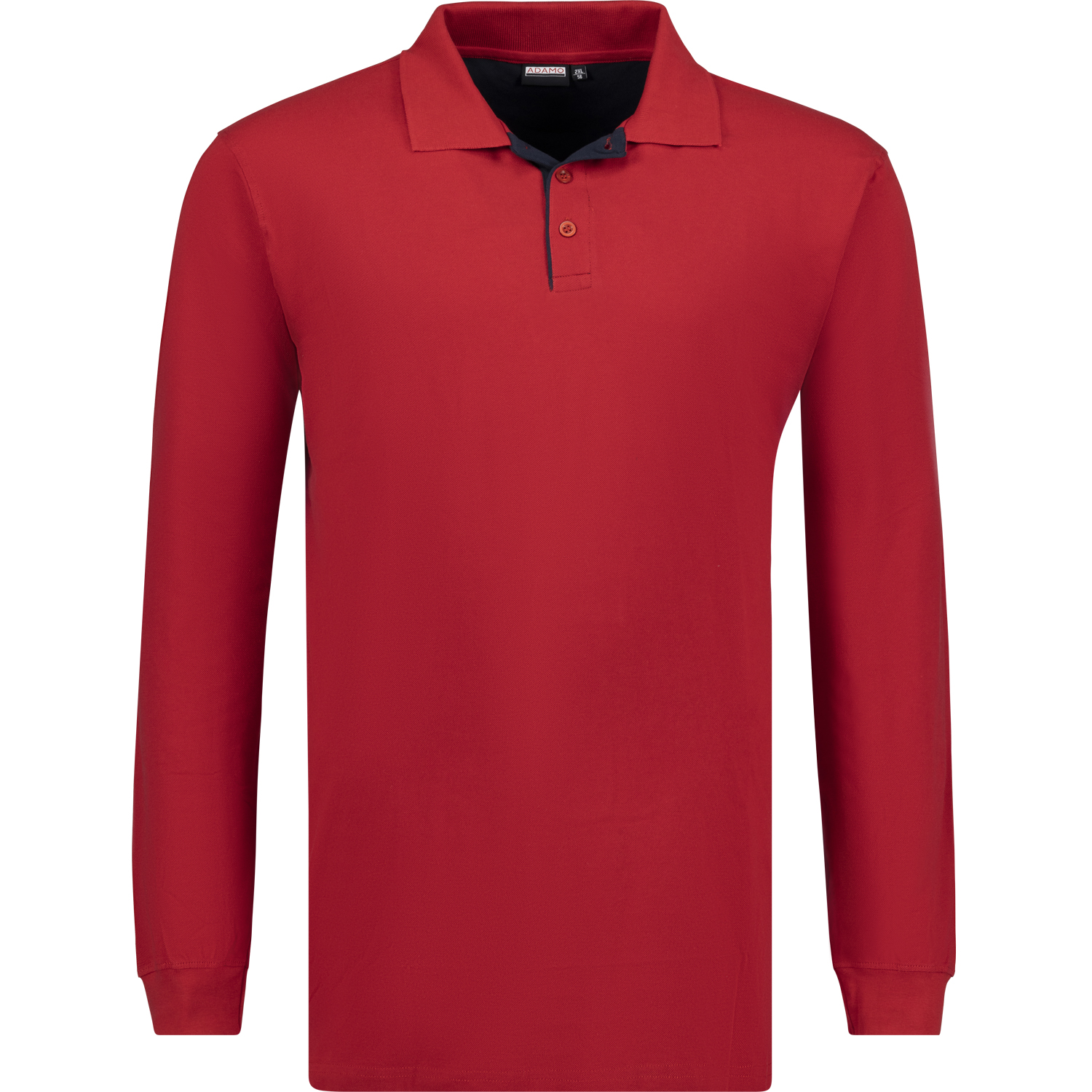 Long sleeve polo shirt COMFORT FIT in red serie Peter by Adamo up to oversize 12XL