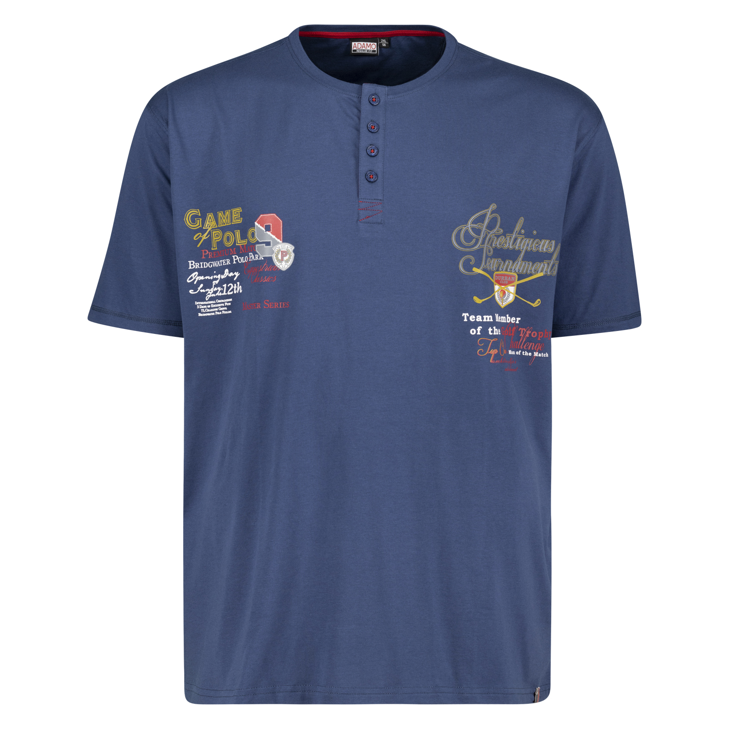 Herren Serafino T-Shirt mit Print REGULAR FIT von Adamo Serie DUNDEE in Übergrößen bis 12XL