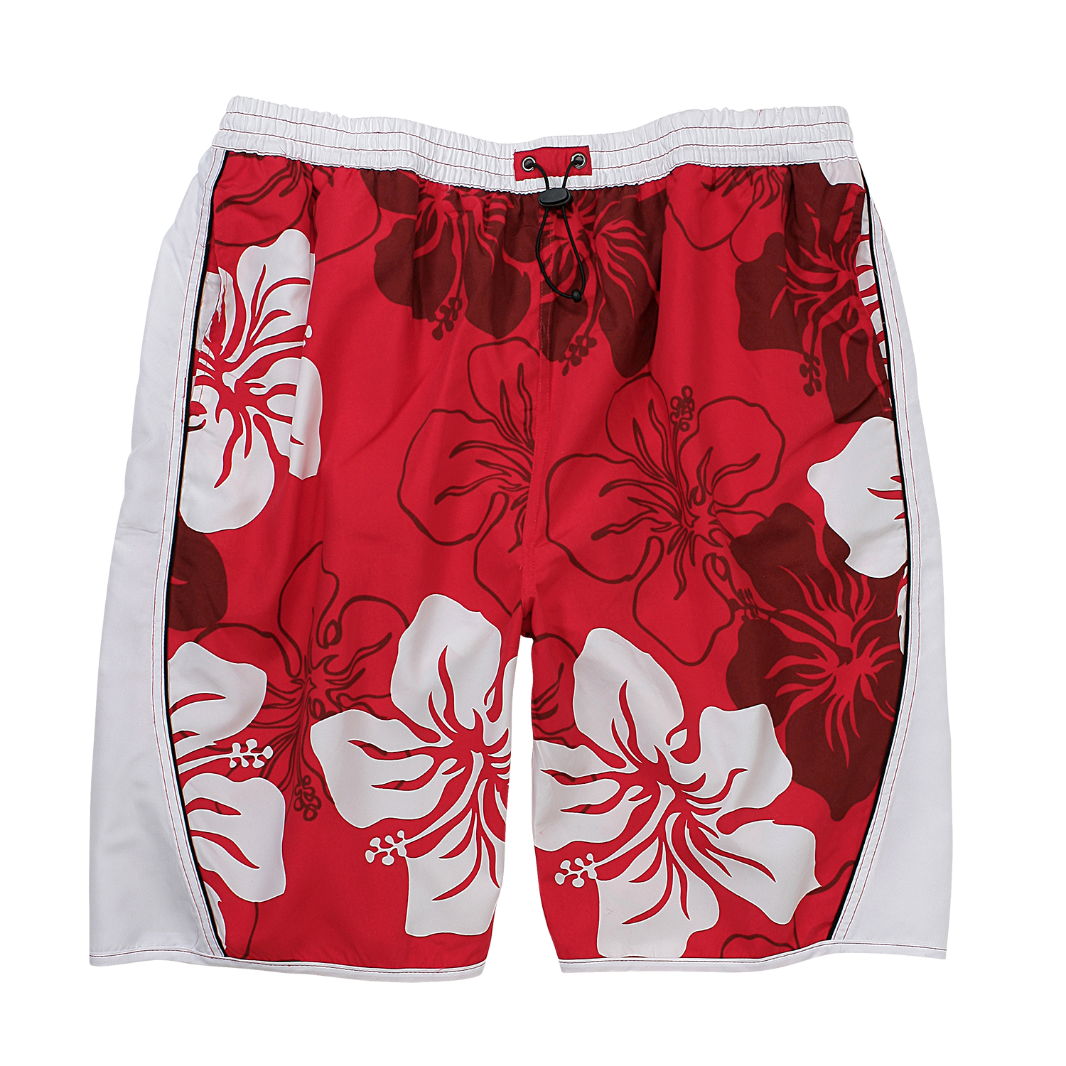 Swim bermudas in red-white with flower print by eleMar up to oversize 9XL