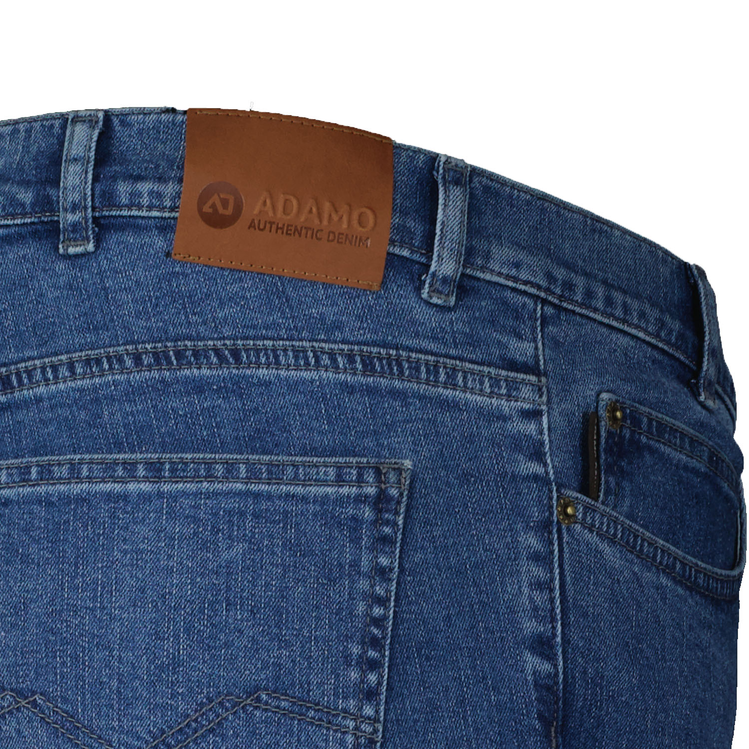 Herren 5-Pocket Jeans lang mit Stretch in mittelblau von Adamo Serie OHIO in Übergrößen 59 - 85