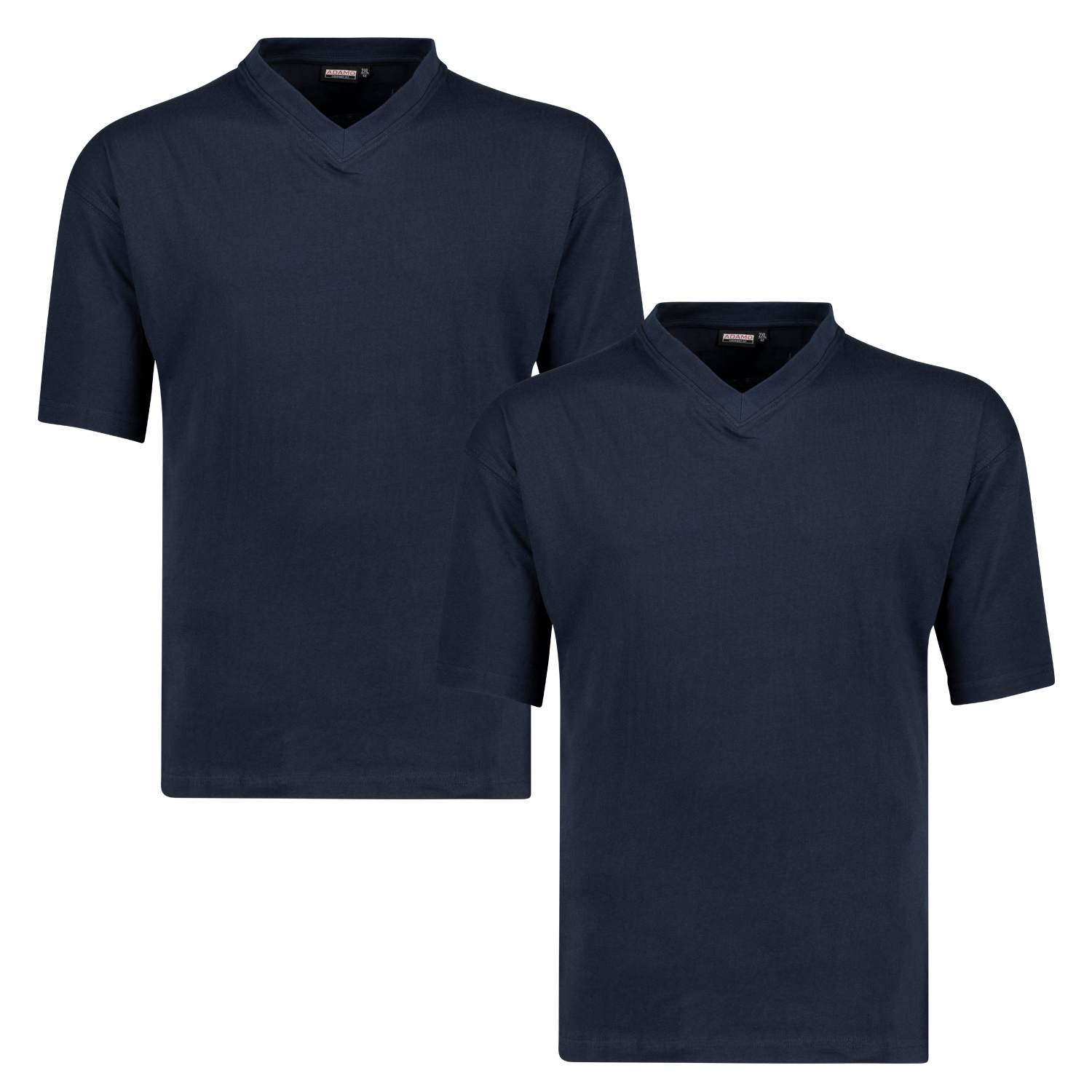 V-Neck T-shirts in navy series MAVERICK by Adamo for men up to oversize 12XL - double pack