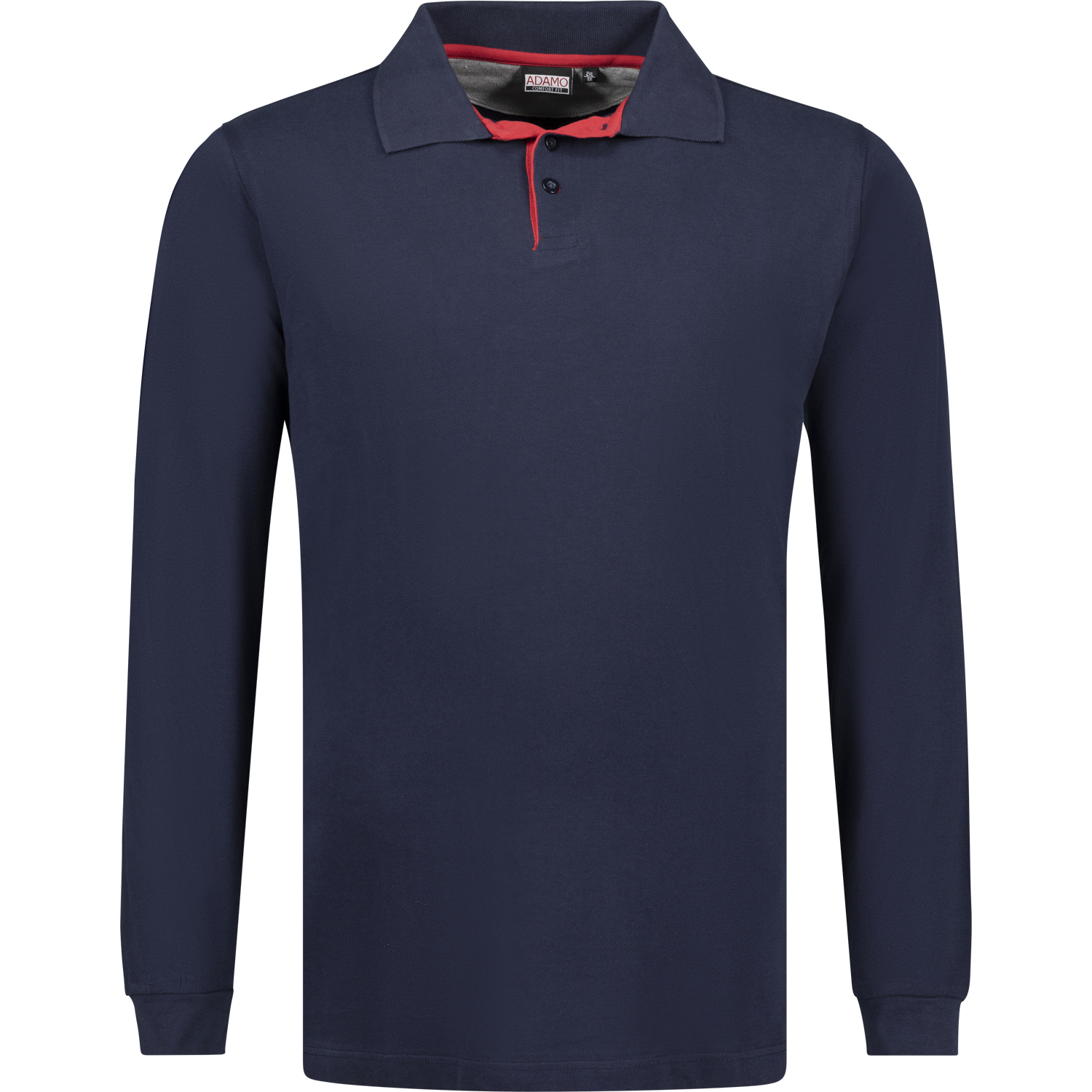 Long sleeve polo shirt COMFORT FIT in navy blue serie Peter by Adamo up to oversize 12XL