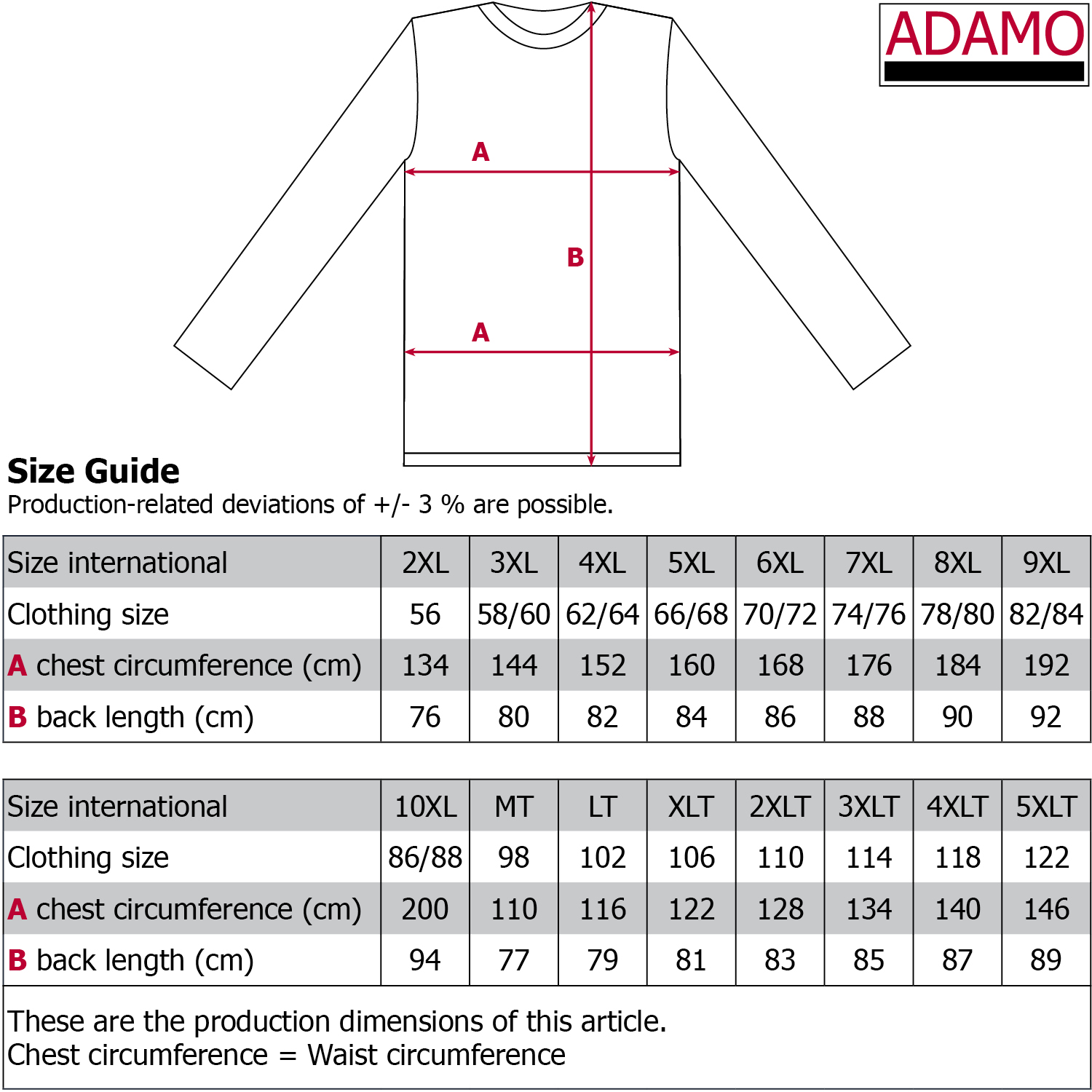 Langer Herren Schlafanzug von Adamo in Übergrößen bis 10XL und in Langgrößen bis 122