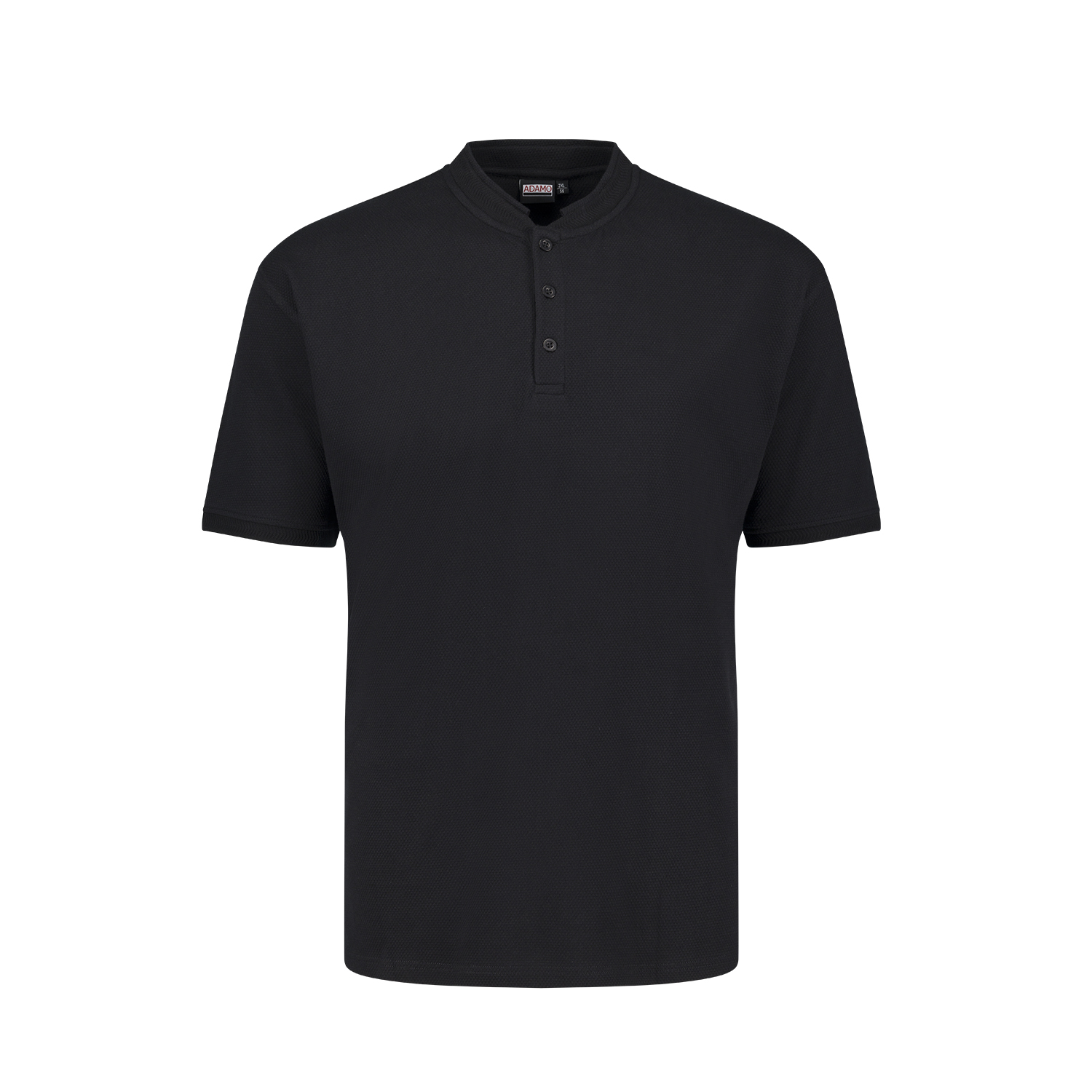 Herren Serafino T-Shirt aus Waffelpiqué schwarz REGULAR FIT von ADAMO Serie "Sam" in Übergrößen bis 10XL