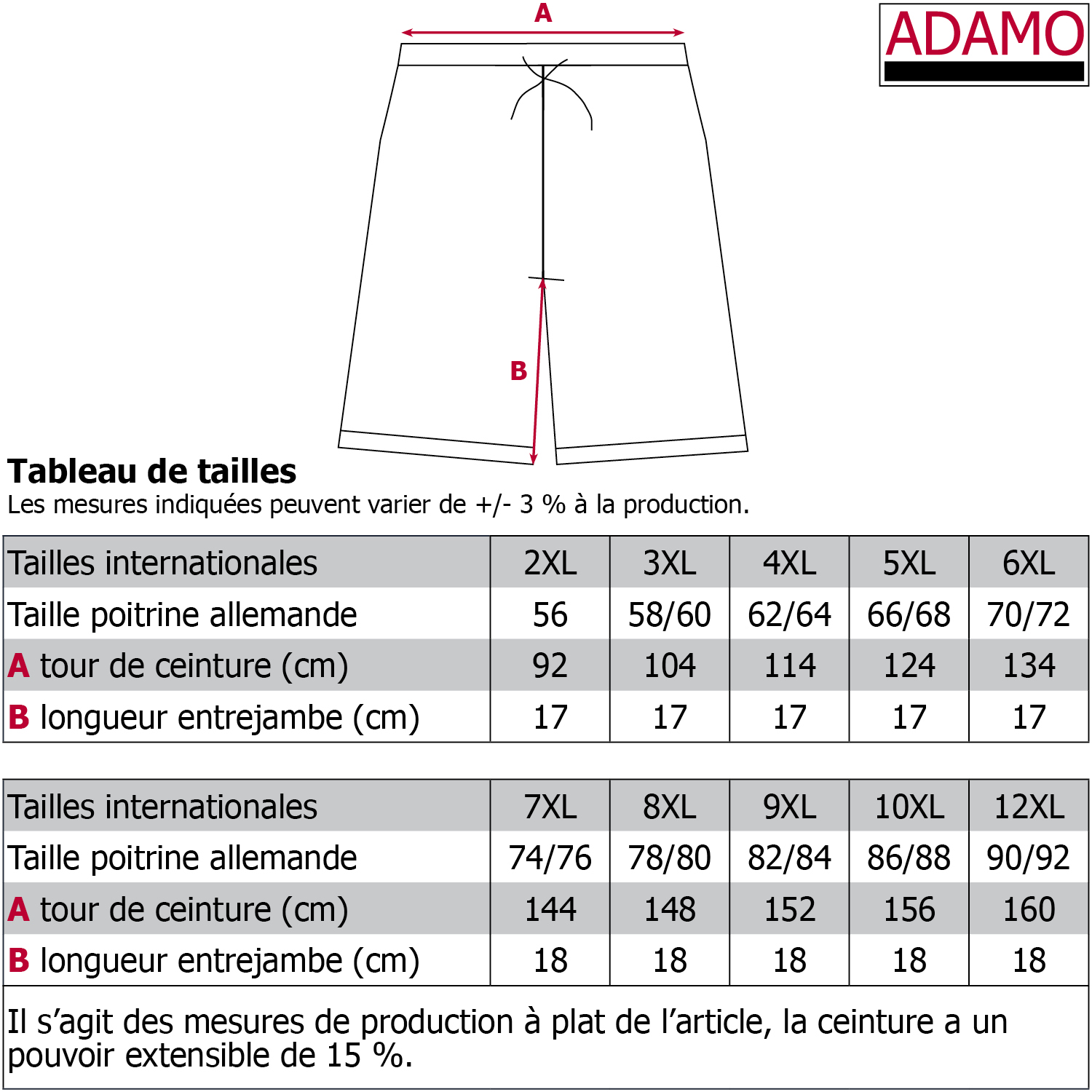 Kurze Funktions- Sporthose für Männer in schwarz Serie Mario von Adamo in Übergrößen 2XL - 12XL
