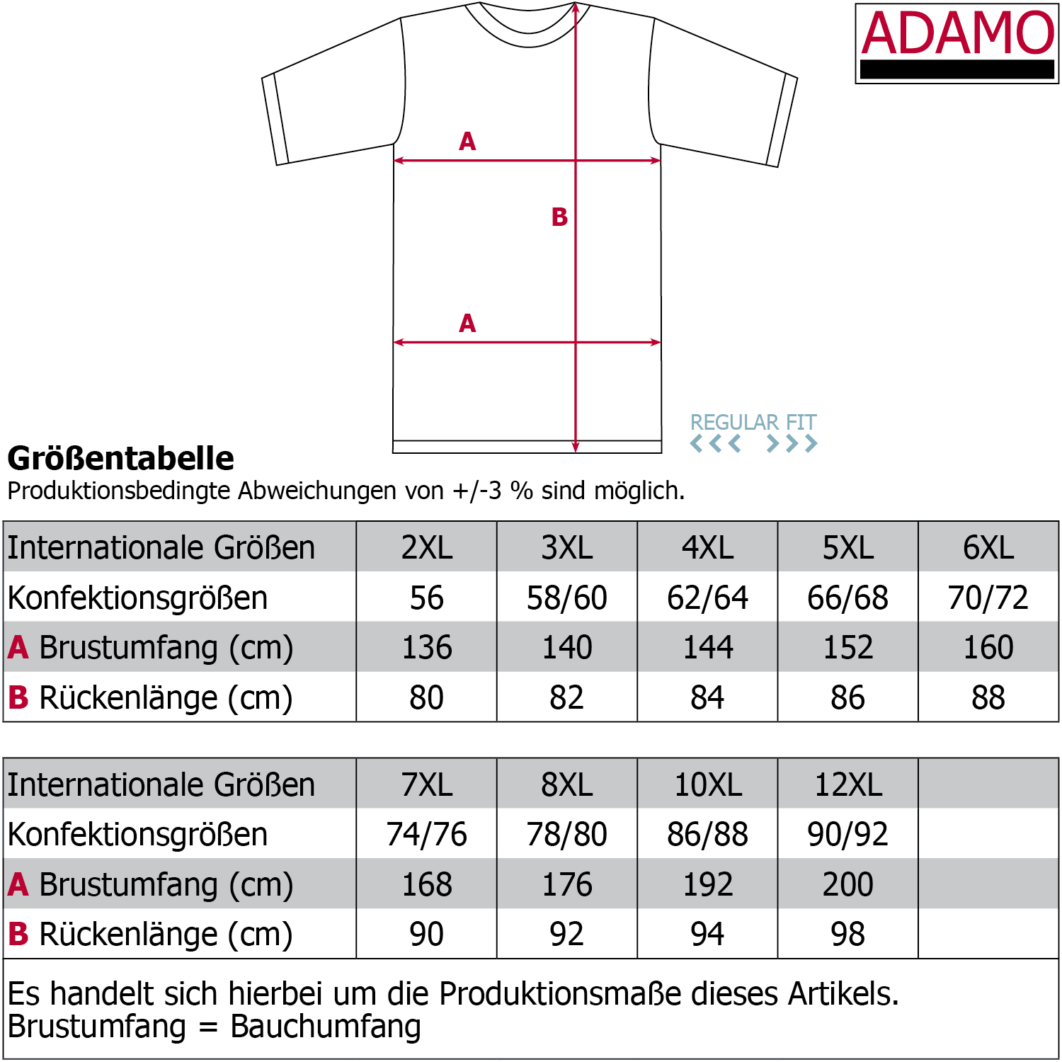 Herren Übergrößen T-Shirt meliert 2XL-12XL von ADAMO Modell Simon mit Rundhals bedruckt