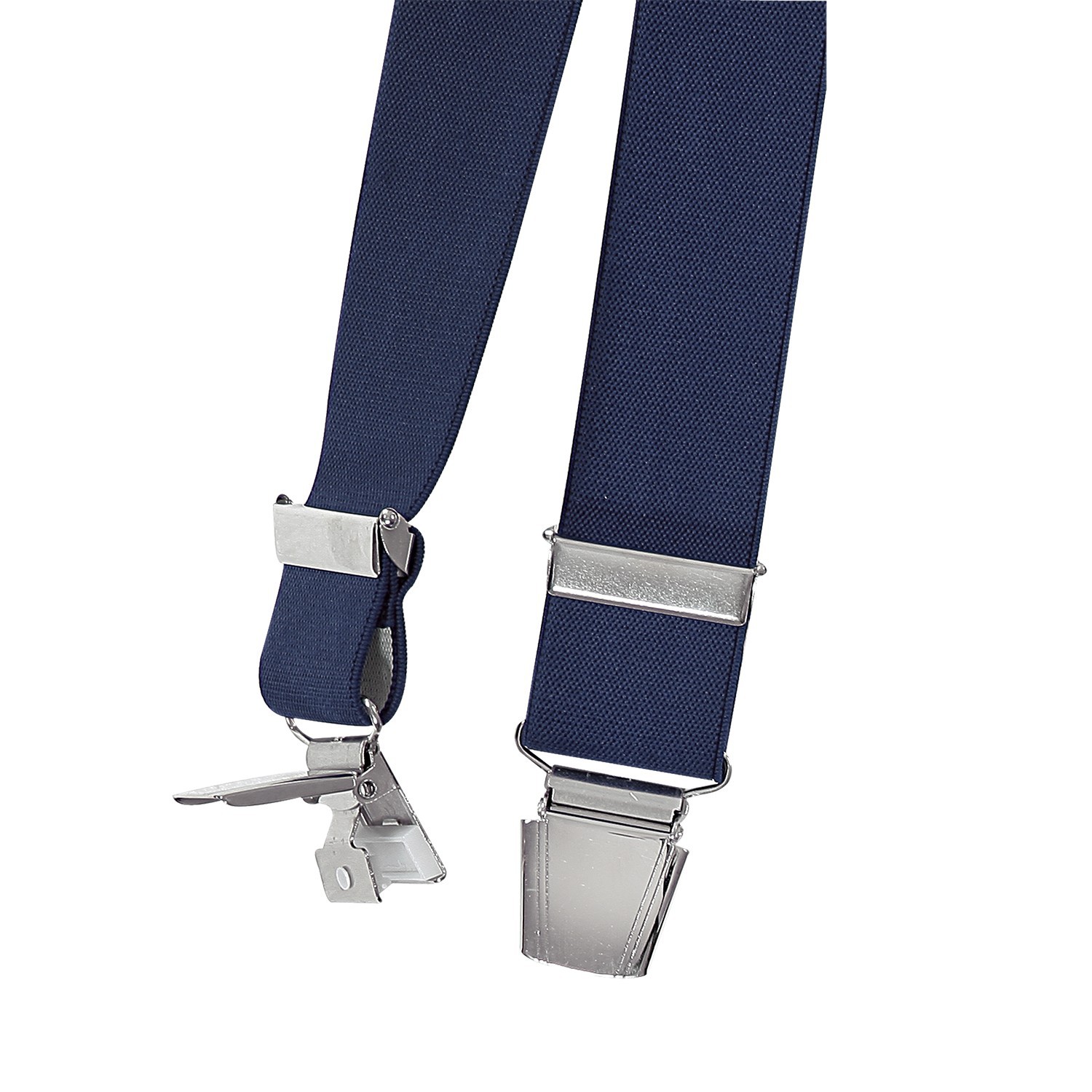 Blue braces with reinforced clips and extra wide straps in oversizes by Lindenmann