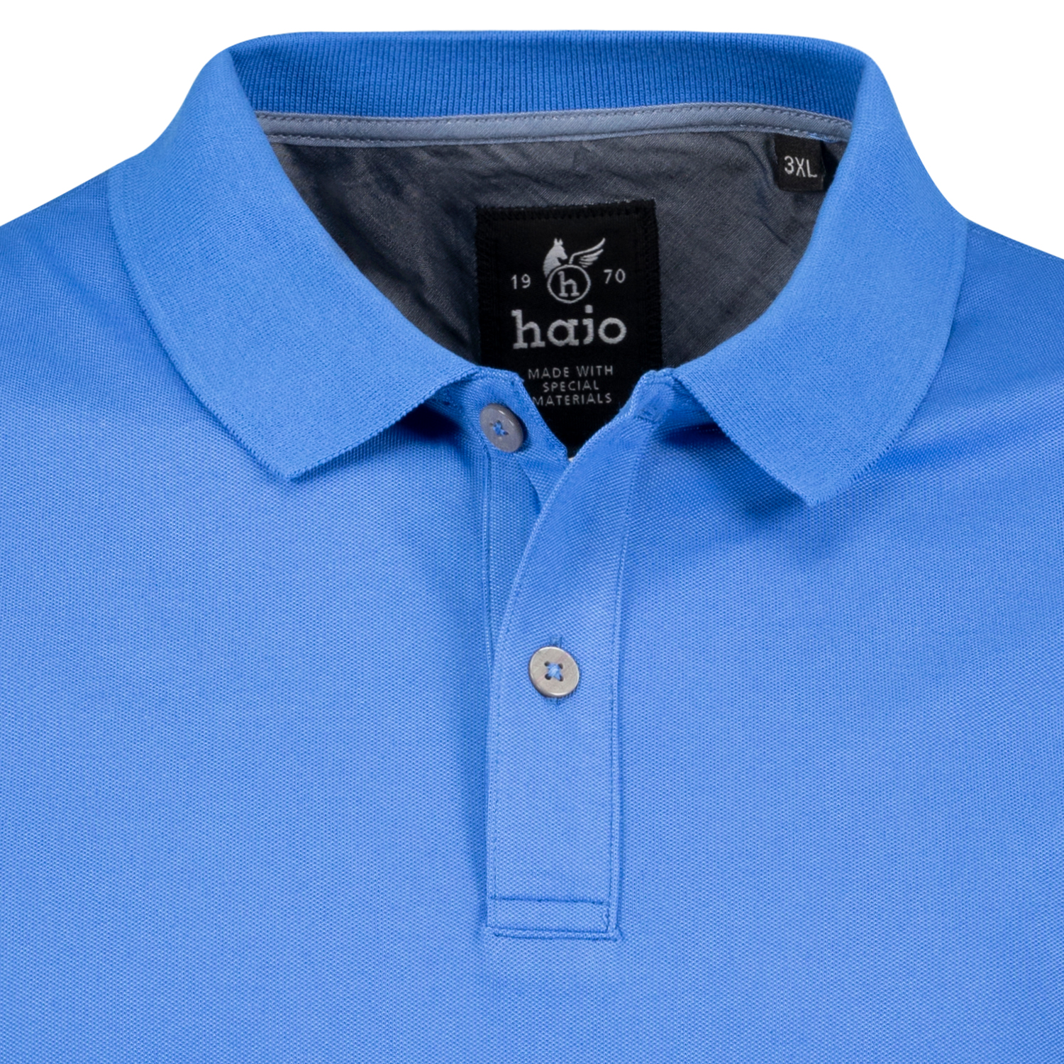 Kurzärmliges Herren Polo Shirt "stay fresh" von Hajo azurblau in großen Größen 3XL bis 6XL