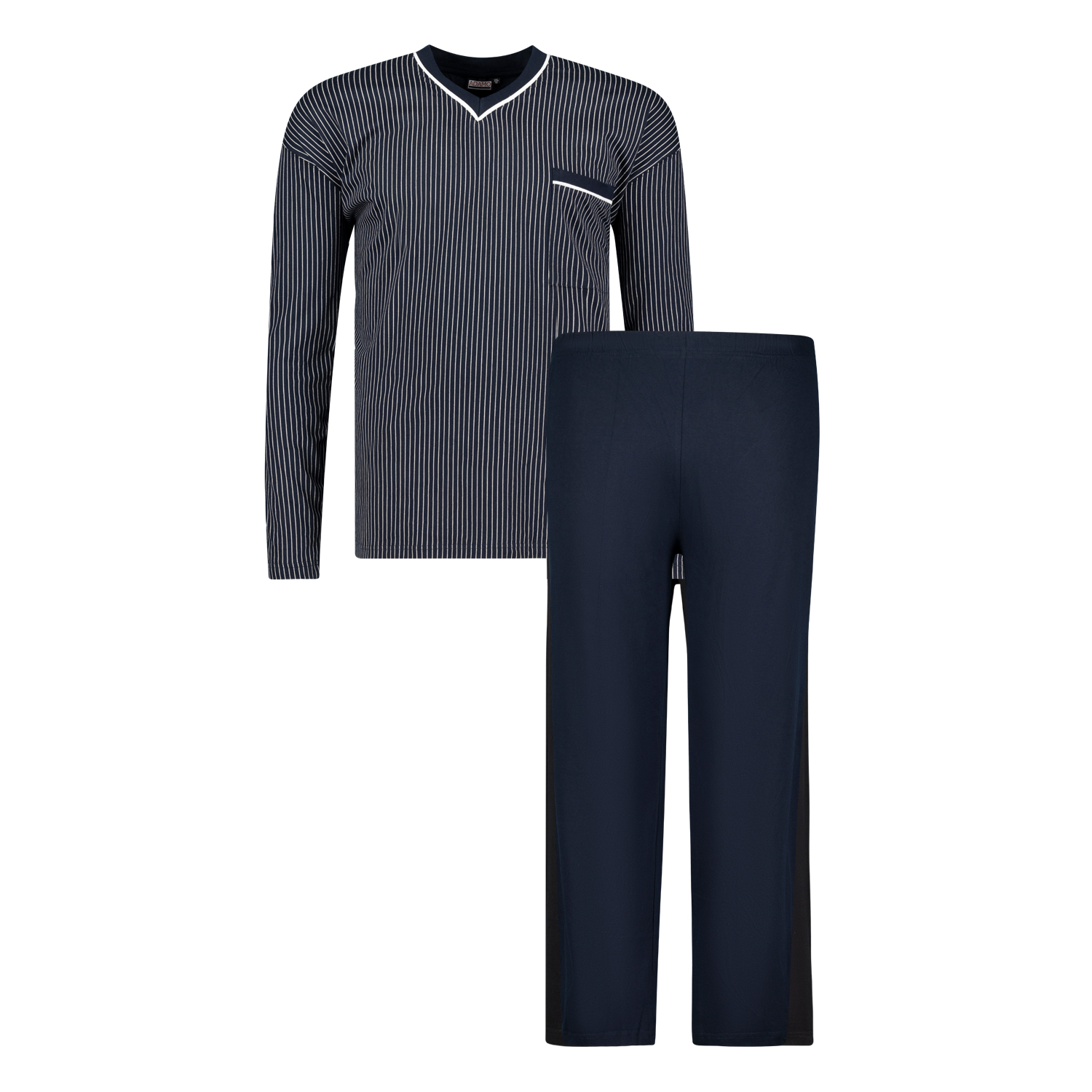 Übergrößen langarm Pyjama in dunkelblau von ADAMO bis 10XL