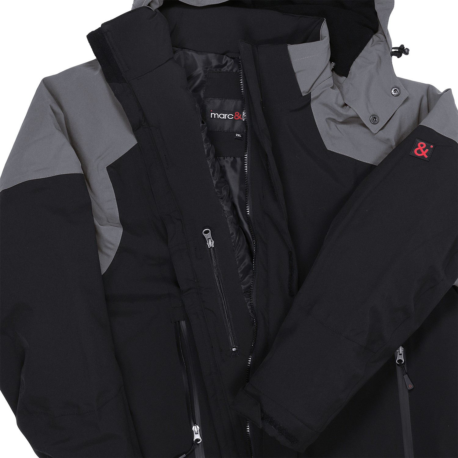 Winterjacke schwarz-grau in Übergrößen von marc&marc bis 10XL