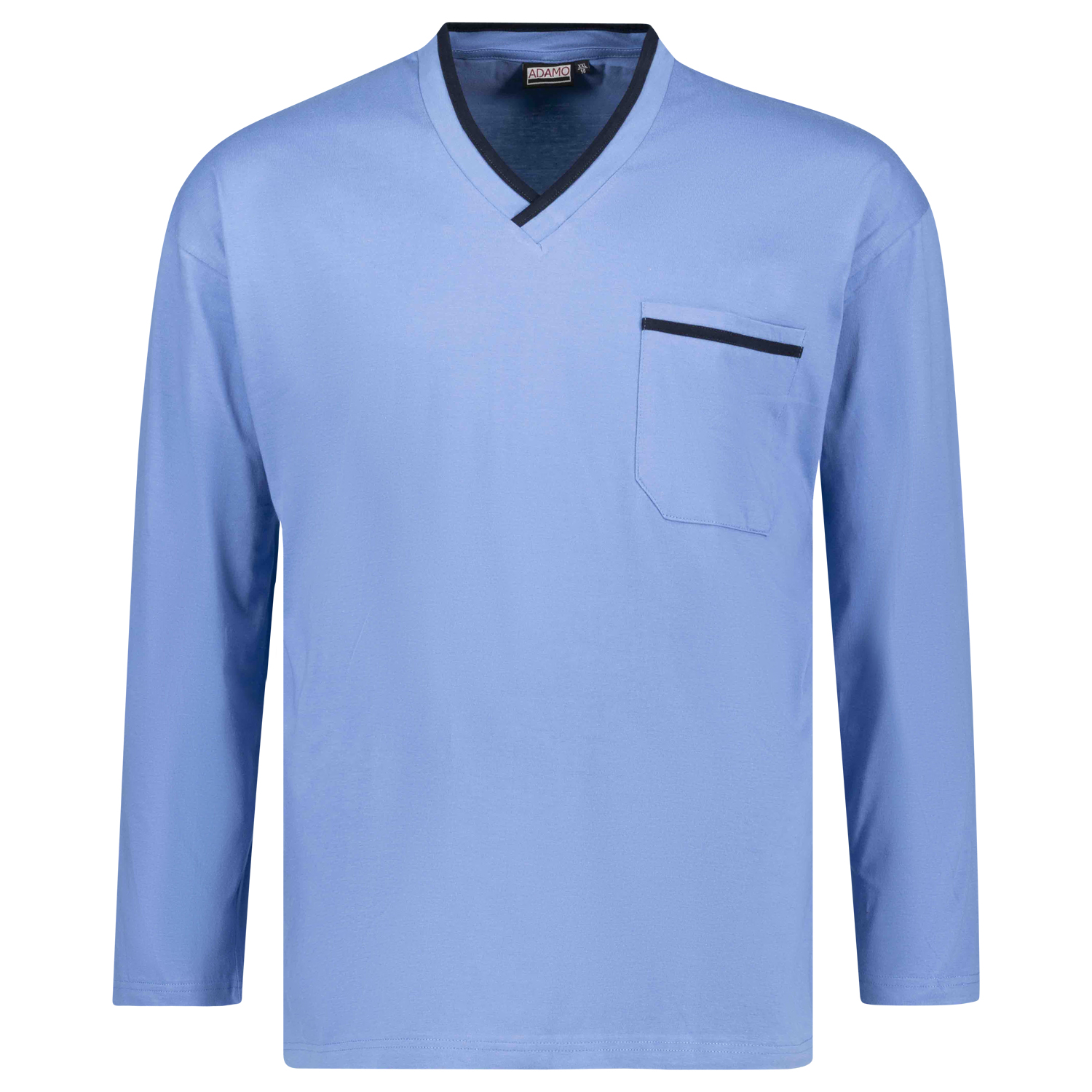 Langer Herren Schlafanzug in hellblau von Adamo in Übergrößen bis 10XL und in Langgrößen bis 122