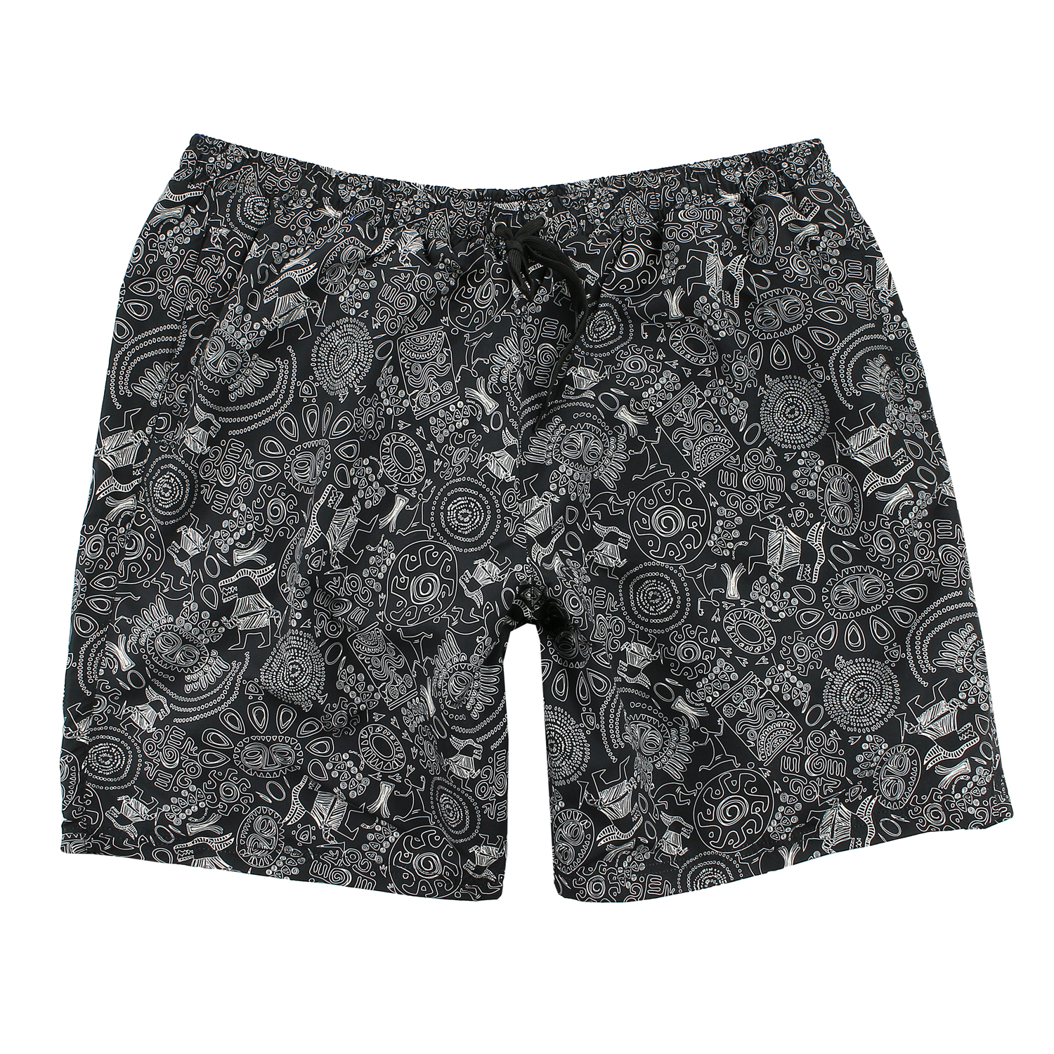 Swimming trunks in black with inka print by Abraxas up to oversize 10XL