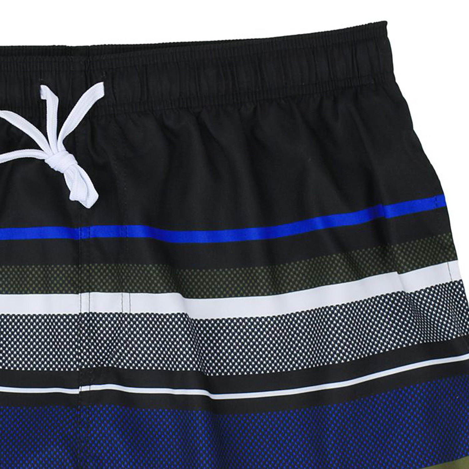 Swimming trunks by Wavebreaker up to oversize 8XL/ black-blue-olive green- white striped