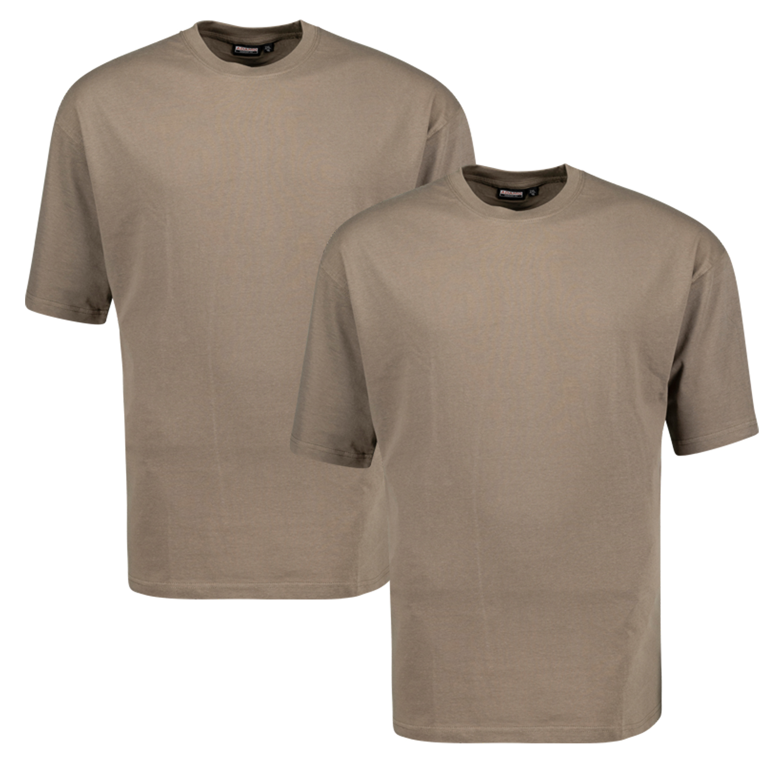 T-Shirt in khaki COMFORT FIT im Doppelpack Serie MARLON von ADAMO bis Übergröße 12XL