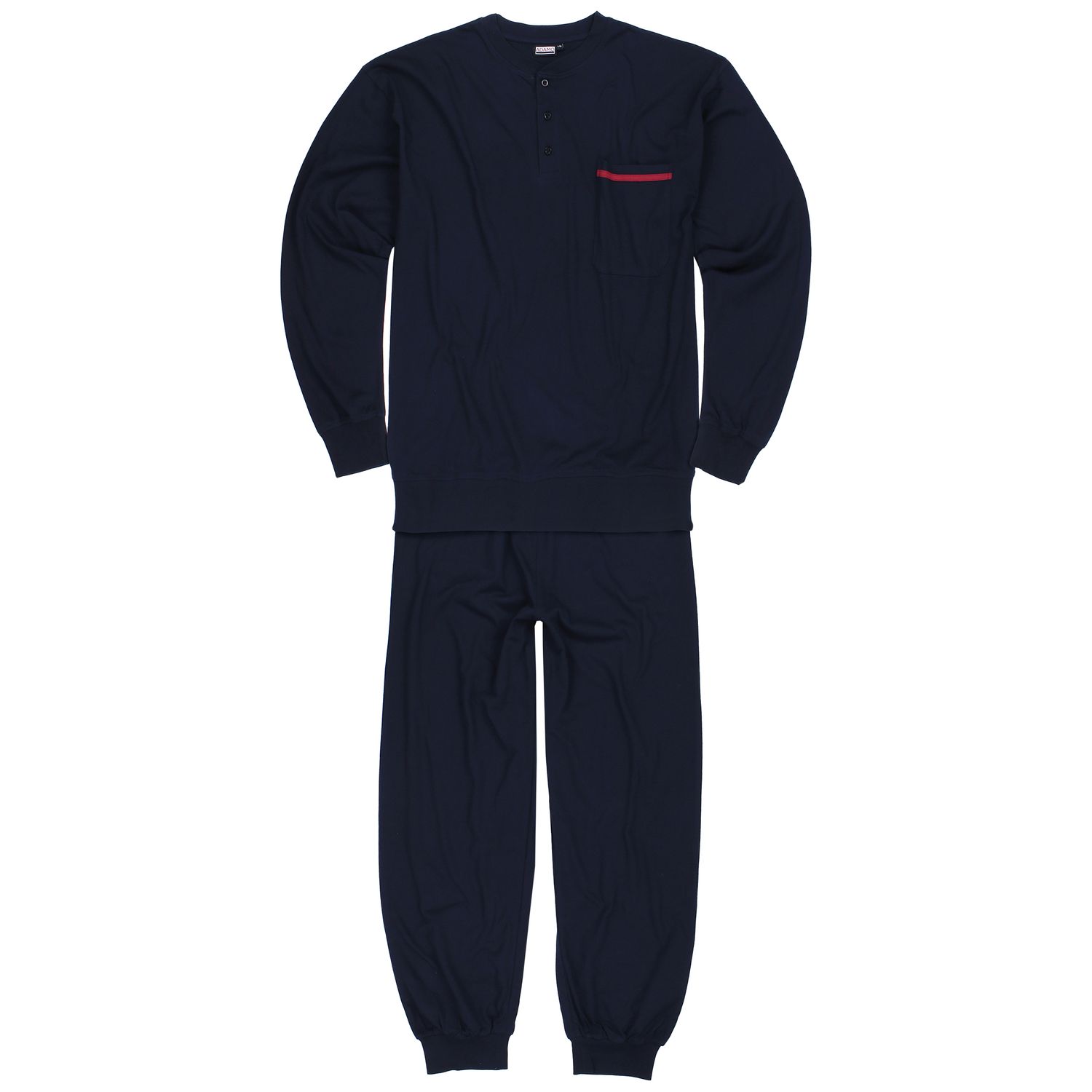 Langer Herren Pyjama mit Bündchen und Knopfleiste in navy Serie Brian von Adamo bis Übergröße 10XL