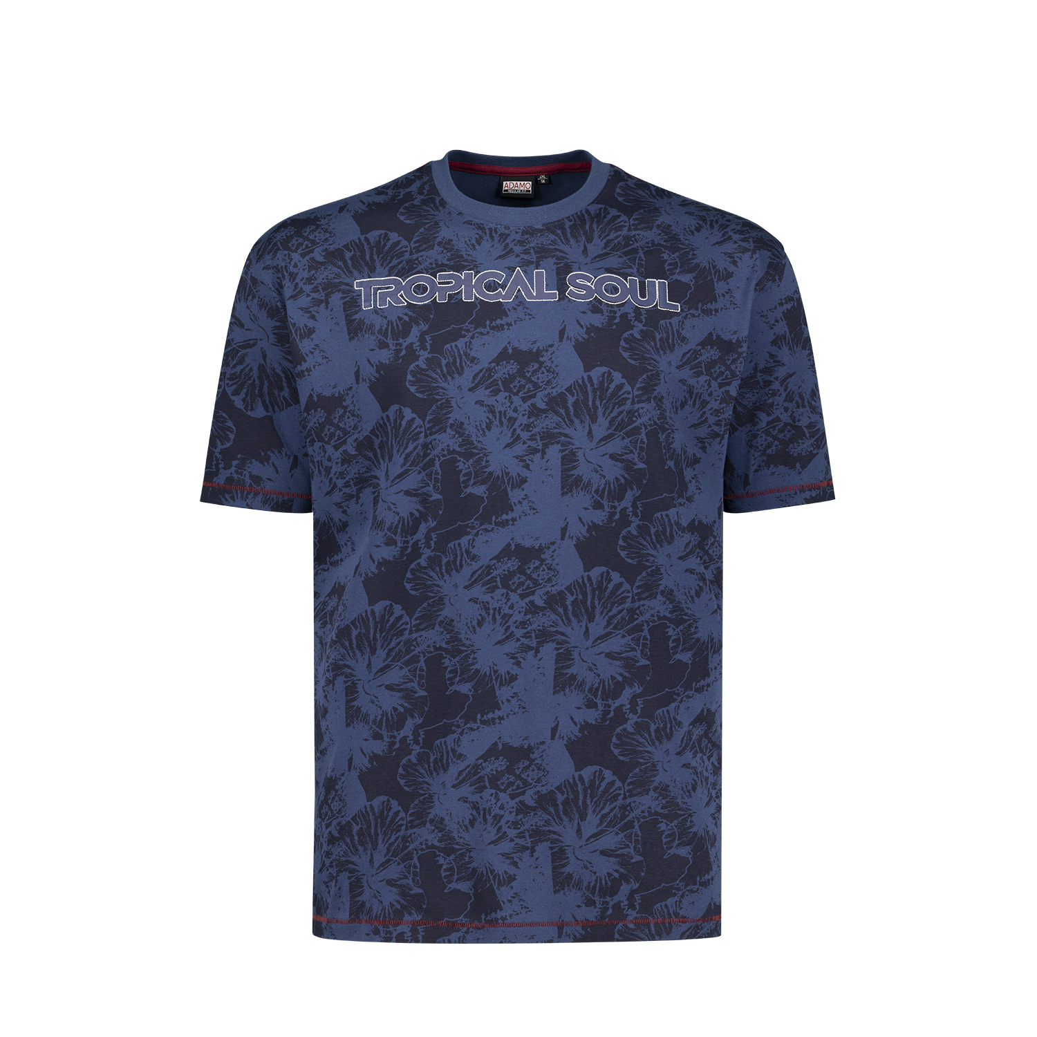 Herren T-Shirt mit Print und Stickerei Rundhals Serie "Tropical" ADAMO Kurzarm Übergrößen XXL-10XL
