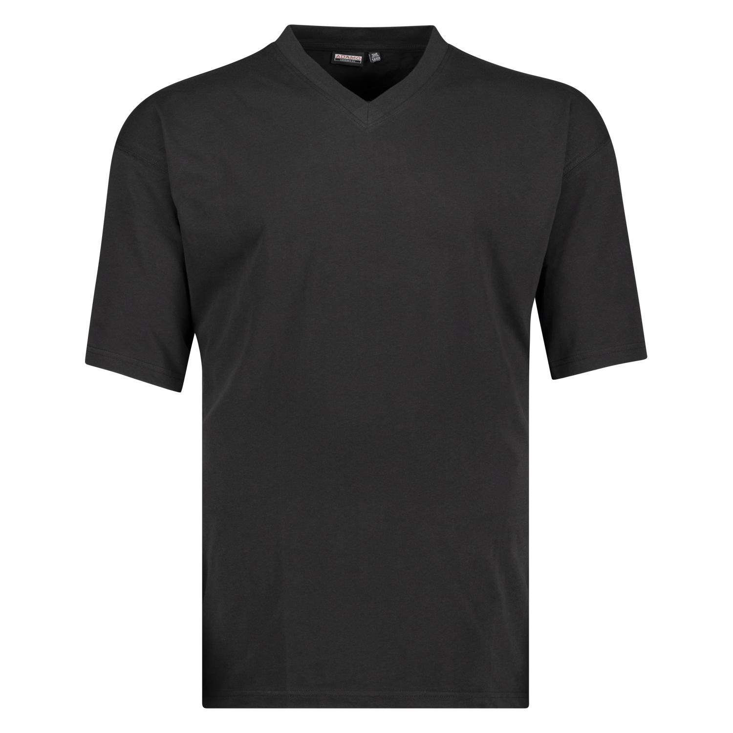 Schwarzes V-T-Shirt im Doppelpack COMFORT FIT von ADAMO bis Übergröße 12XL