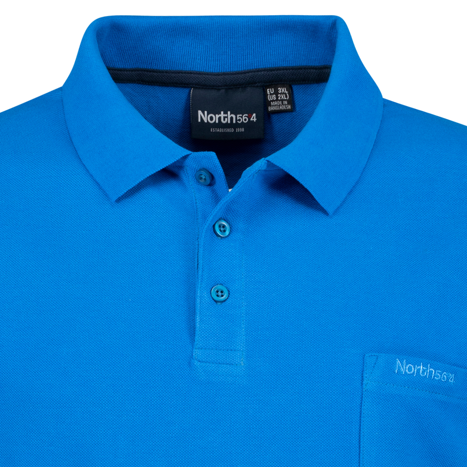 Steel blue pique poloshirt for men by Greyes/North 56°4 in oversizes up to 8XL
