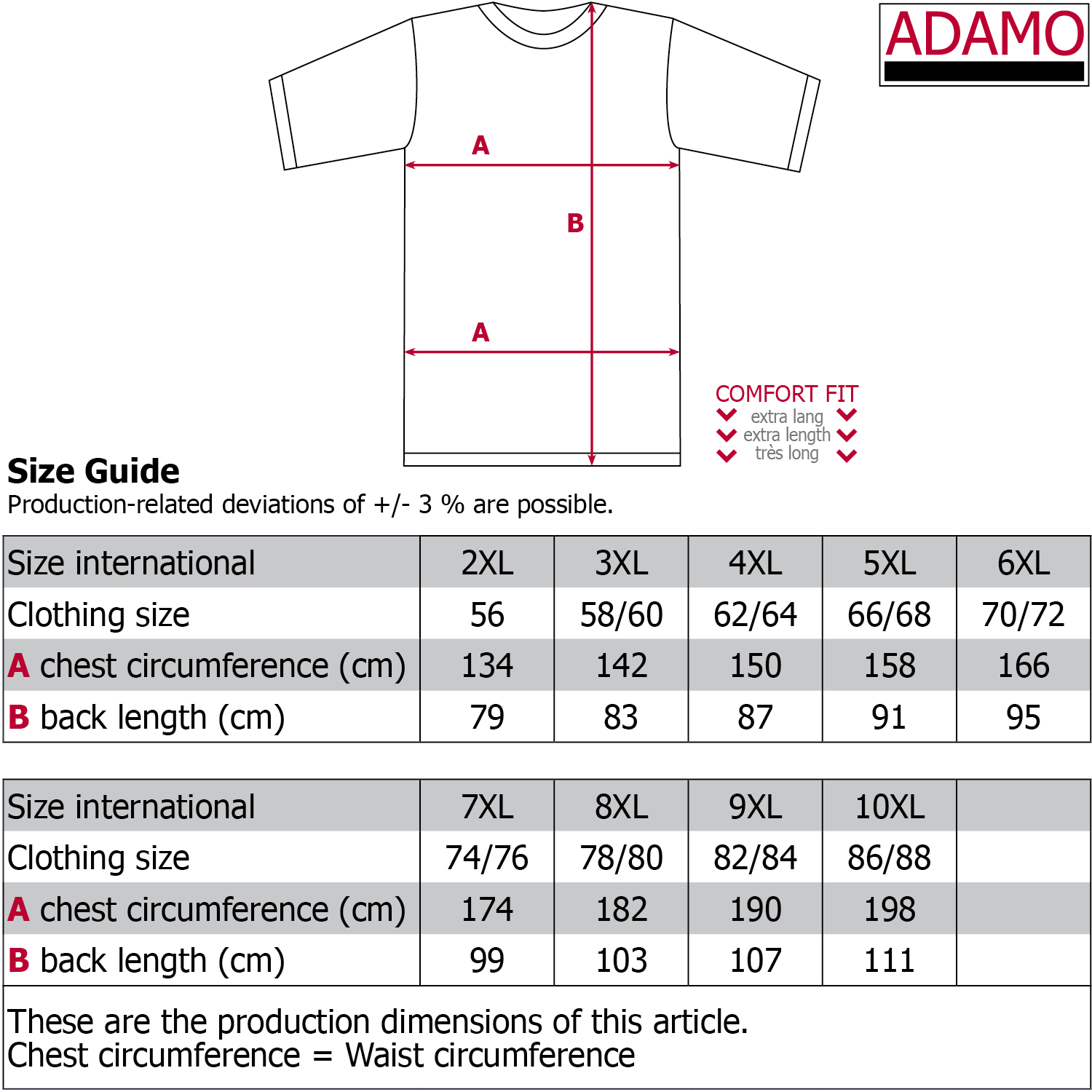 Bedrucktes Übergrößen T-Shirt 2XL-12XL Comfort Fit für Herren von Adamo Modell "Outdoor Track"