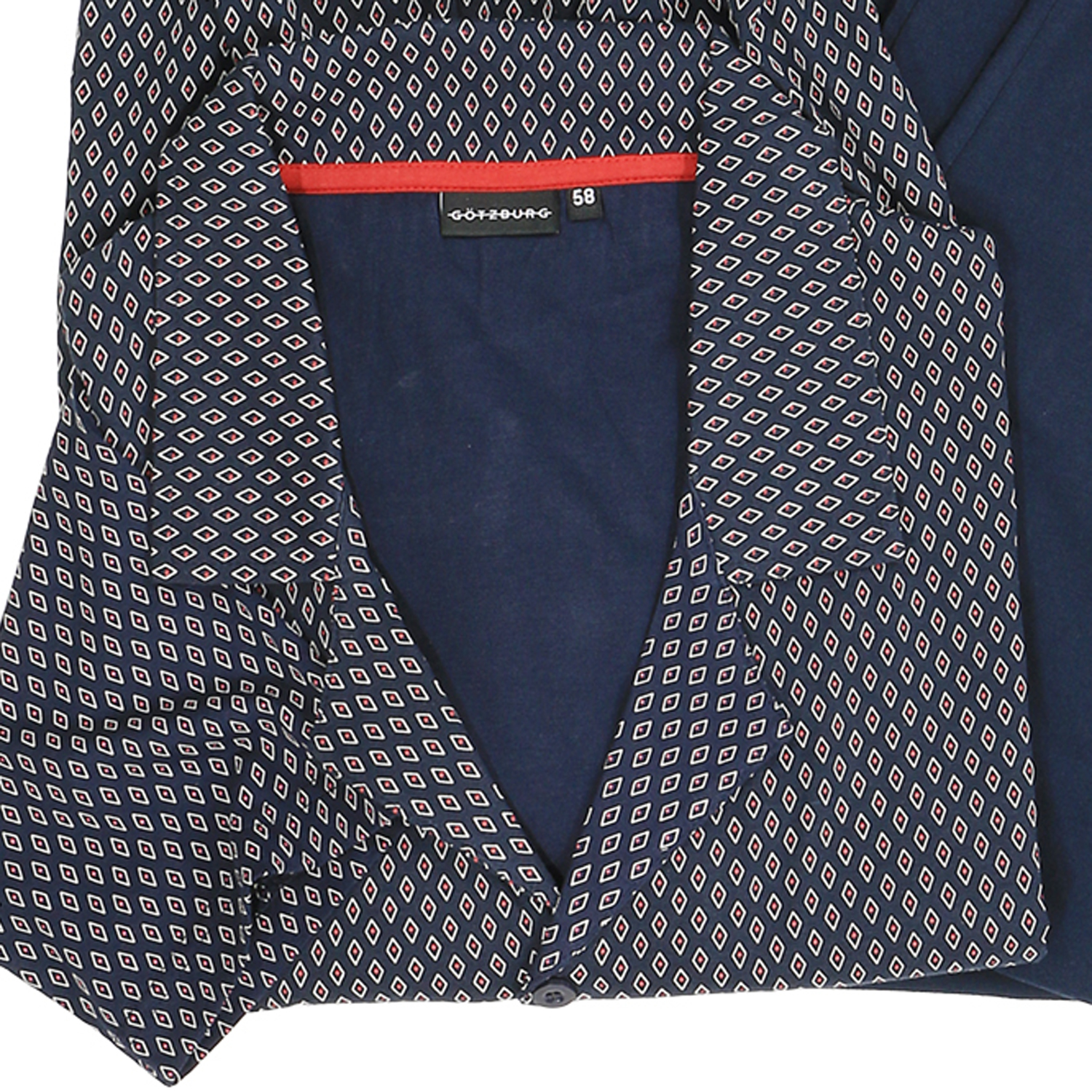 Langer Pyjama by Götzburg, navy, gemustert, erhältlich bis Übergröße 9XL