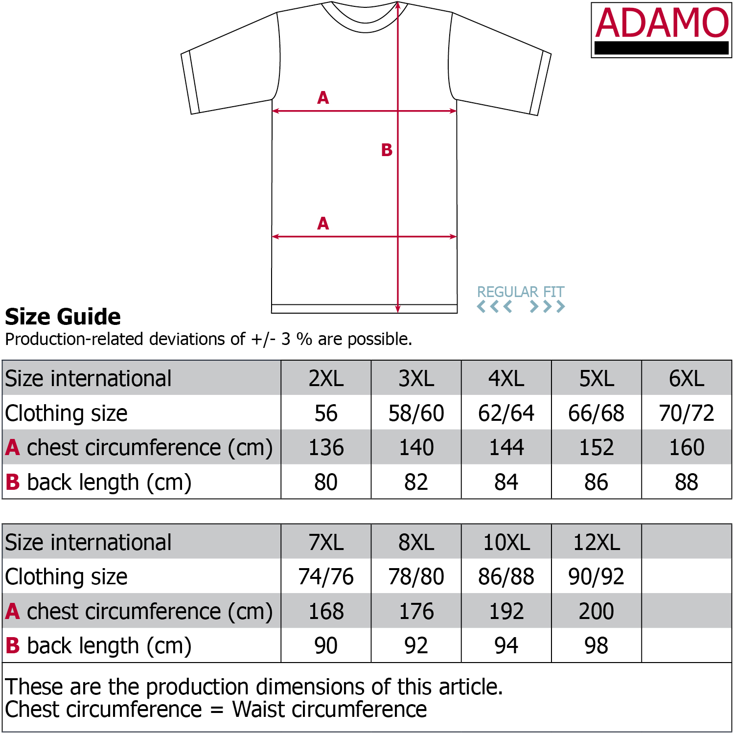 Adamo short sleeve shirt with round neck heavy jersey series Bud regular fit to plus size 12XL
