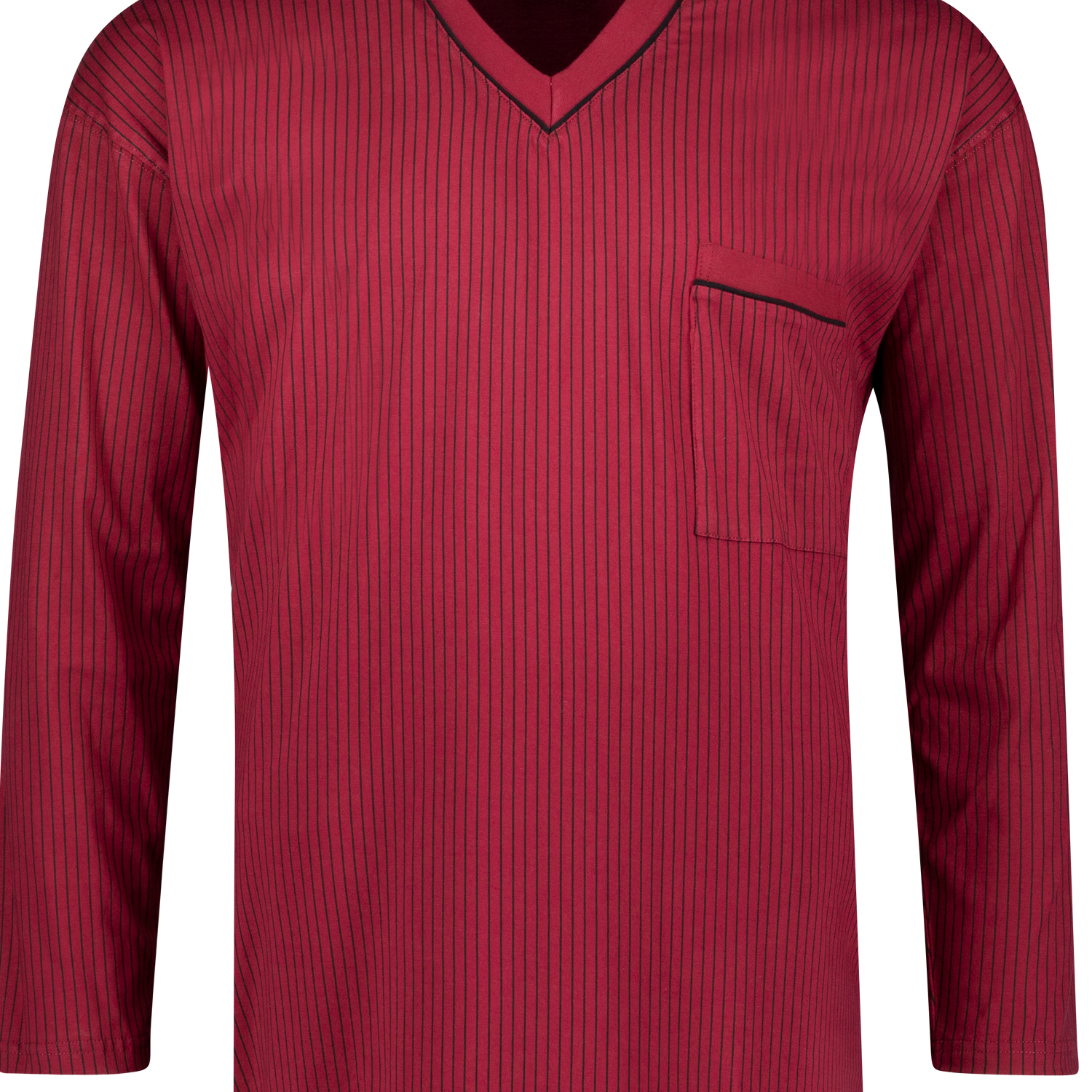 Adamo Langarm-Nachthemd in bordeaux mit schwarzen Streifen bis Übergröße 10XL