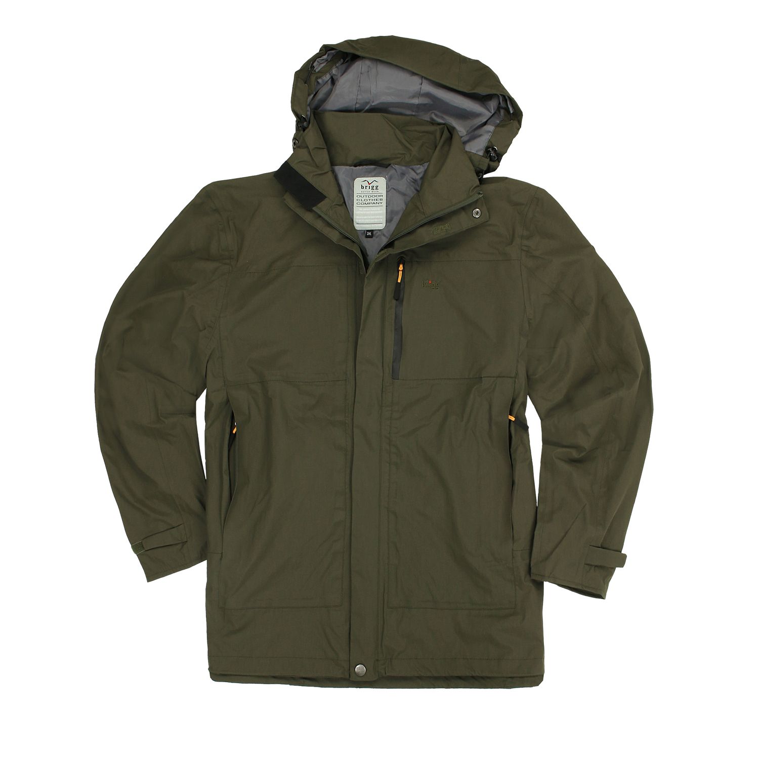 Lightweight functional jacket in olive green by Brigg up to oversize 10XL